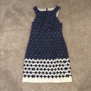 Boden Chic Navy and White Patterned Mini Dress 4R